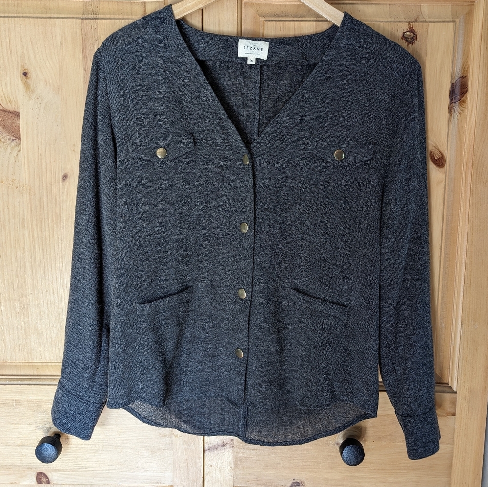 Sezane Gray Cardigan Sweater